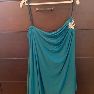 One Shoulder Turquoise Dress